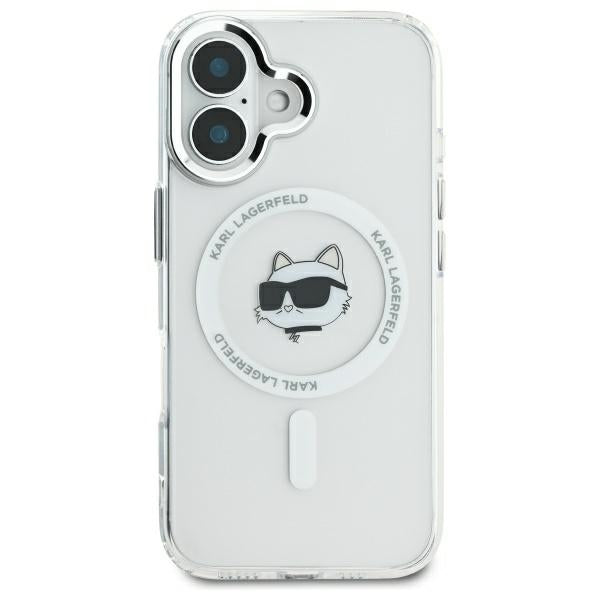 MagSafe Case for Apple iPhone 16, Karl Lagerfeld, IML Metal Choupette's Head, White