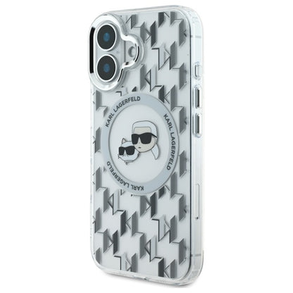 MagSafe Case for Apple iPhone 16, Karl Lagerfeld, IML Monogram Karl & Choupette's Heads, Transparent
