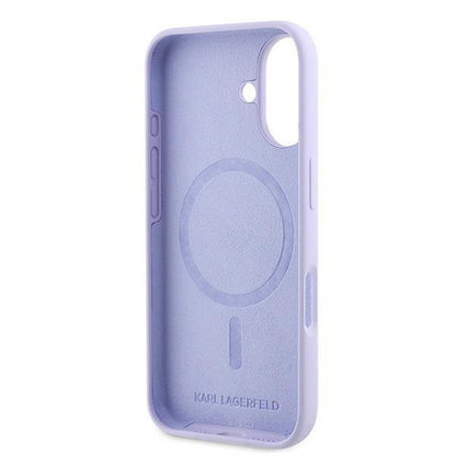 MagSafe Case for Apple iPhone 16, Karl Lagerfeld, Karl & Choupette Silicone, Purple