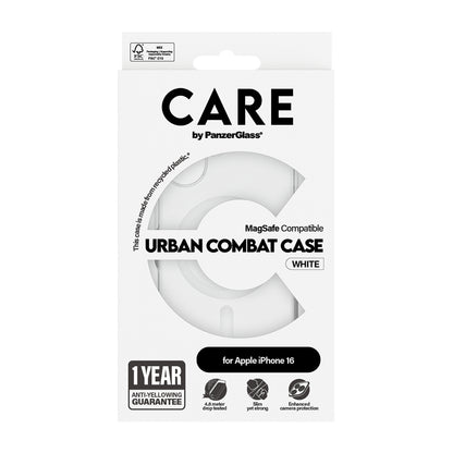 MagSafe Case for Apple iPhone 16, PanzerGlass, Urban Combat Care, White Transparent