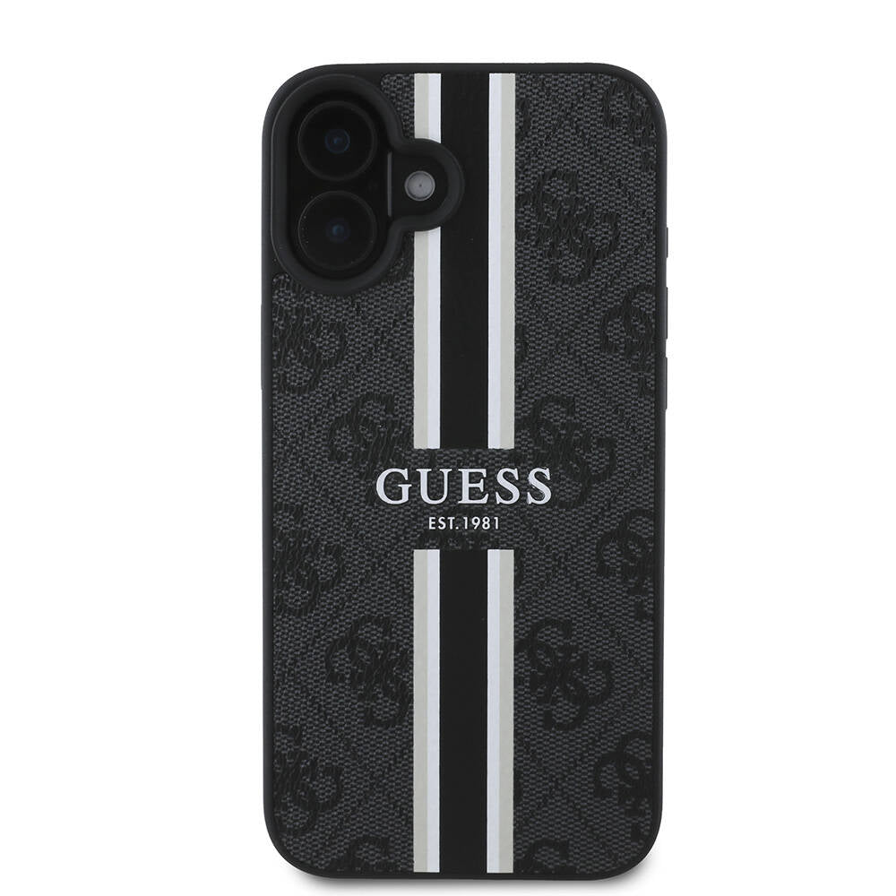 MagSafe Case for Apple iPhone 16 Plus, Guess, 4G Printed Stripes, Black