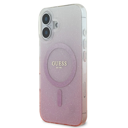 MagSafe Case for Apple iPhone 16 Plus, Guess, IML Glitter Gradient, Pink