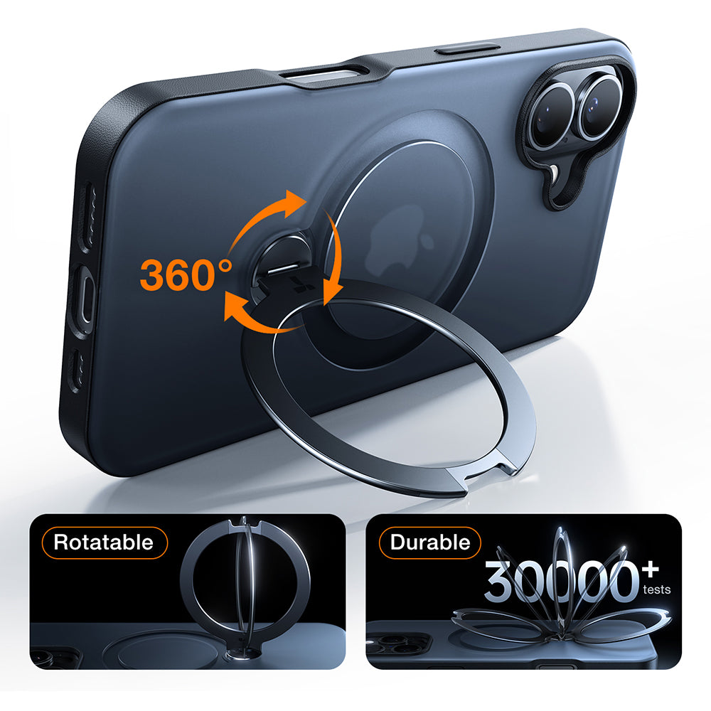 MagSafe Case for Apple iPhone 16 Plus, Torras, Ostand Spin, Black