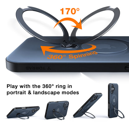 MagSafe Case for Apple iPhone 16 Plus, Torras, Ostand Spin, Black