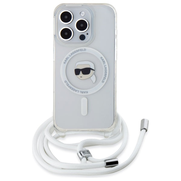 MagSafe Case for Apple iPhone 16 Pro, Karl Lagerfeld, IML Crossbody Karl's Head, Transparent