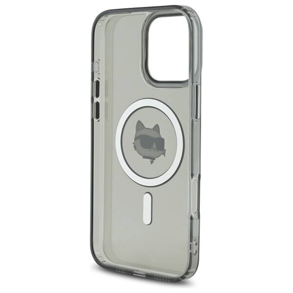 MagSafe Case for Apple iPhone 16 Pro, Karl Lagerfeld, IML Metal Choupette's Head, Black