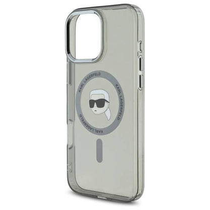 MagSafe Case for Apple iPhone 16 Pro, Karl Lagerfeld, IML Metal Karl's Head, Black