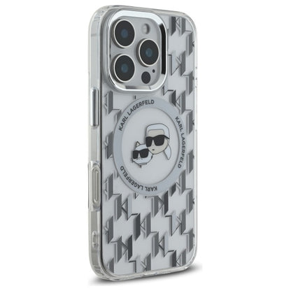 MagSafe Case for Apple iPhone 16 Pro, Karl Lagerfeld, IML Monogram Karl & Choupette's Heads, Transparent
