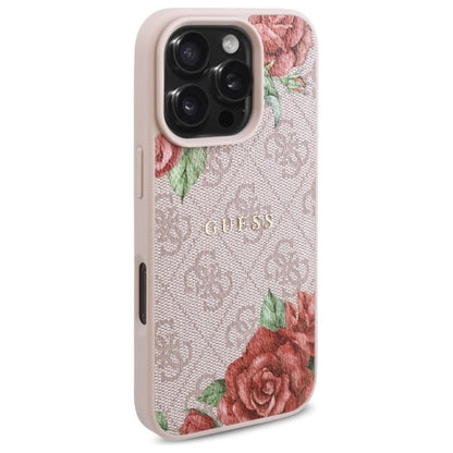 MagSafe Case for Apple iPhone 16 Pro Max, Guess, 4G Flowers Print, Pink