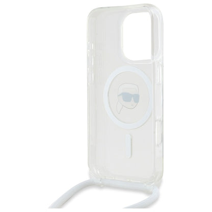 MagSafe Case for Apple iPhone 16 Pro Max, Karl Lagerfeld, IML Crossbody Karl's Head, Transparent