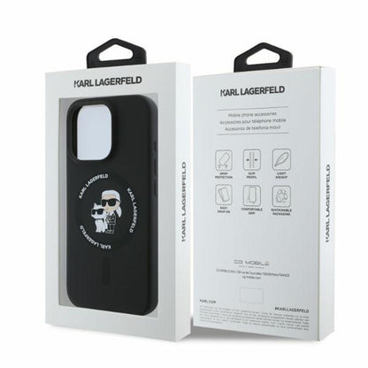 MagSafe Case for Apple iPhone 16 Pro Max, Karl Lagerfeld, Silicone Ring Karl & Choupette, Black