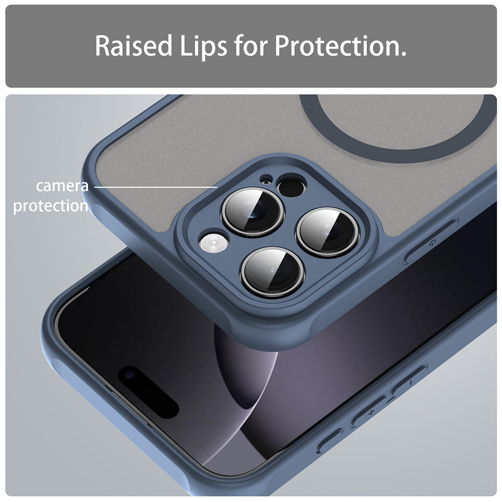 MagSafe Case for Apple iPhone 16 Pro Max, Techsuit, HaloFrost II, Navy Blue