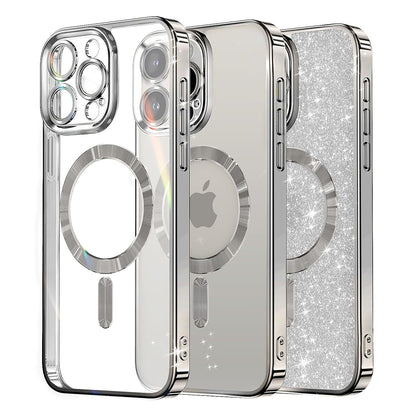 MagSafe Case for Apple iPhone 16 Pro Max, Techsuit, Luxury Glitter, Silver