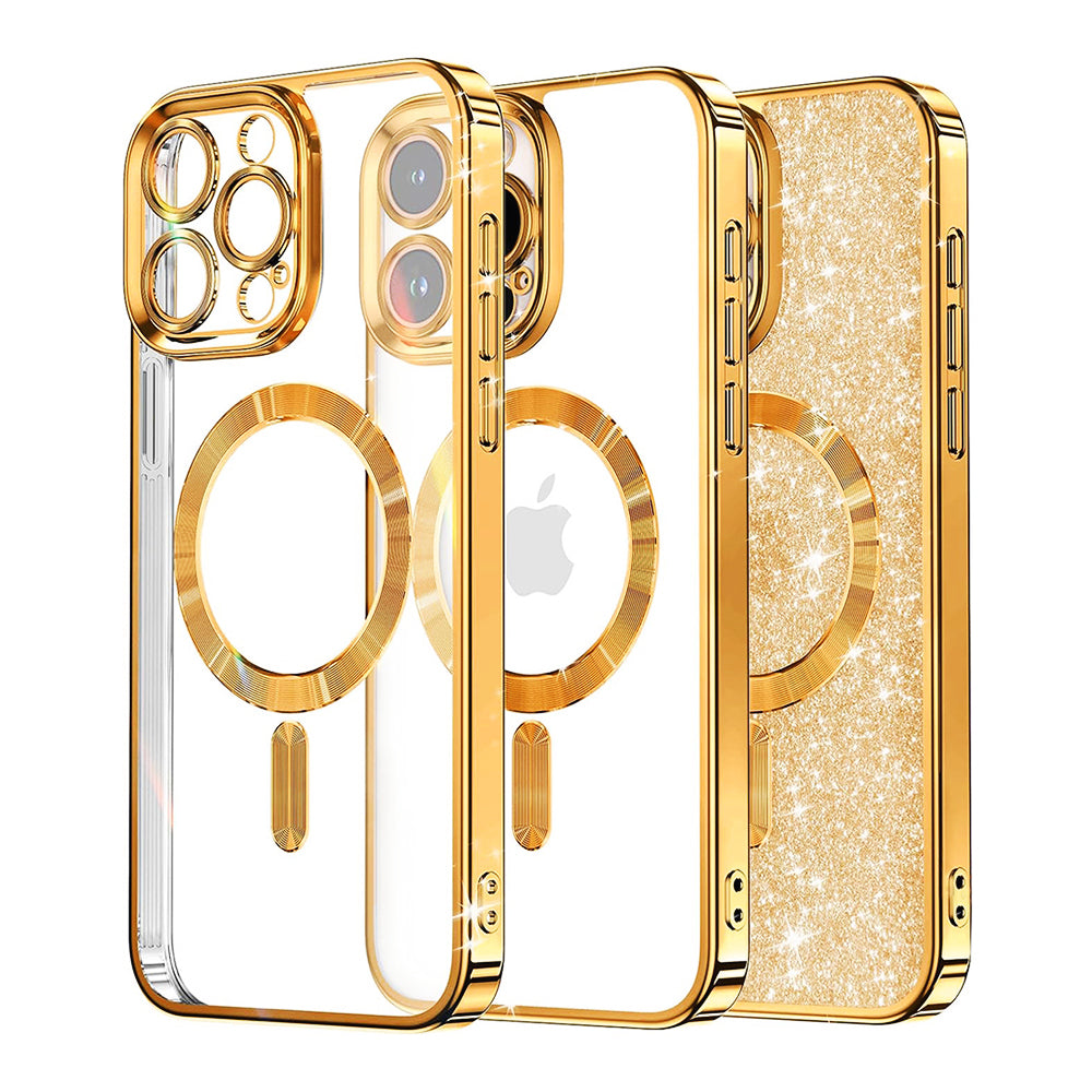 MagSafe Case for Apple iPhone 16 Pro Max, Techsuit, Luxury Glitter, Gold