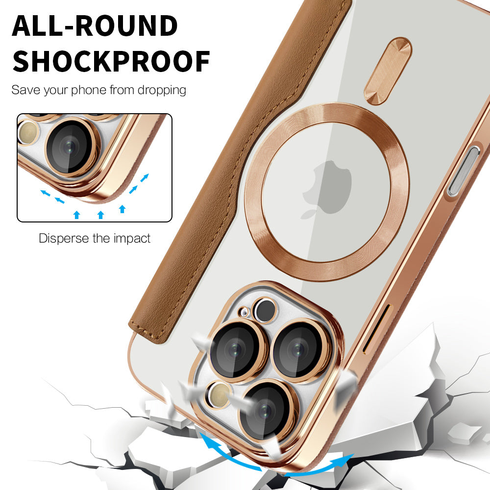 MagSafe Case for Apple iPhone 16 Pro Max, Techsuit, SmartMag Book, Brown