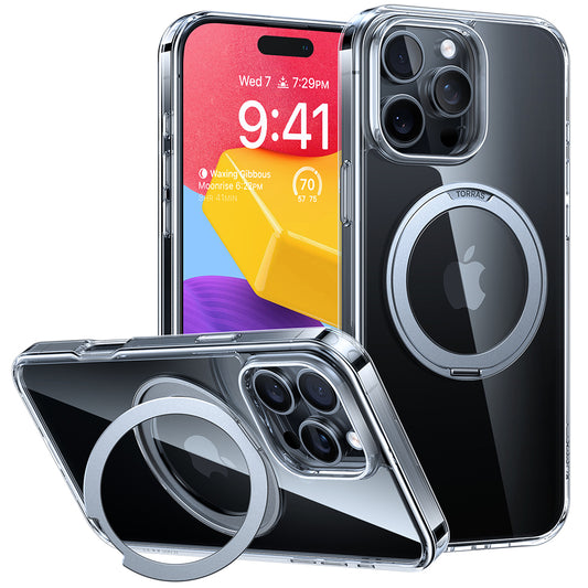 MagSafe Case for Apple iPhone 16 Pro Max, Torras, Ostand Pro, Transparent