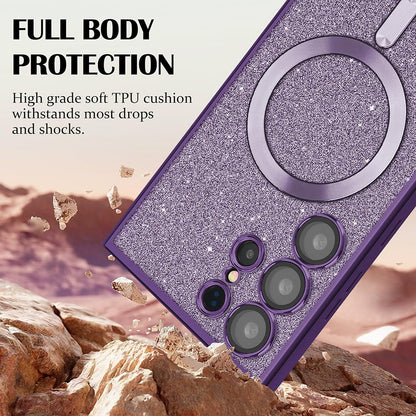 MagSafe Case for Apple iPhone 16 Pro, Techsuit, Luxury Glitter, Silver