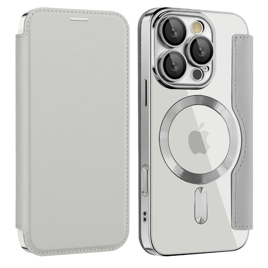 MagSafe Case for Apple iPhone 16 Pro, Techsuit, SmartMag Book, Gray