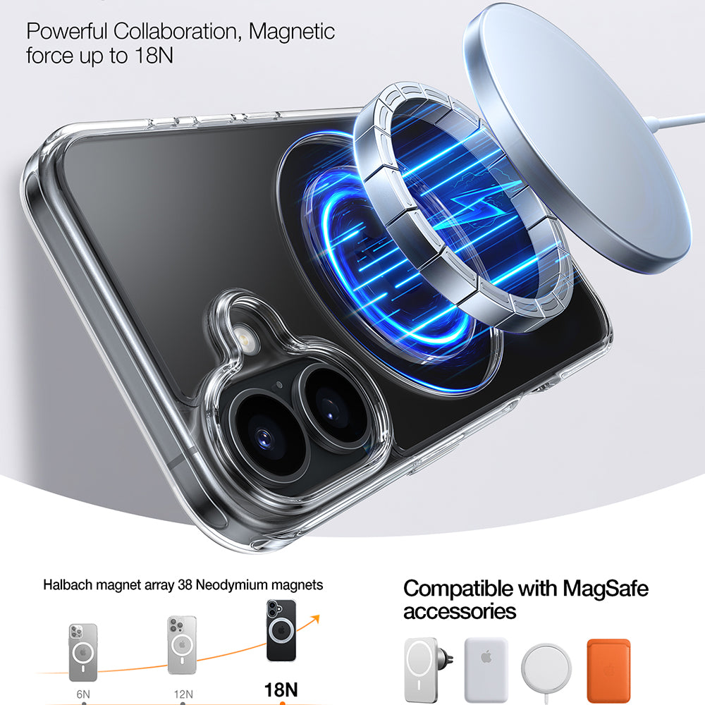 MagSafe Case for Apple iPhone 16, Torras, Ostand Pro, Transparent