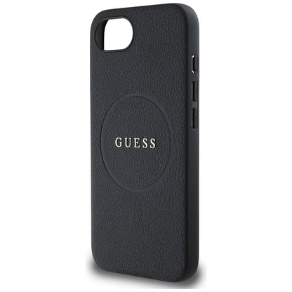 MagSafe Case for Apple iPhone 16e, Guess, Grained Gold Ring, Black
