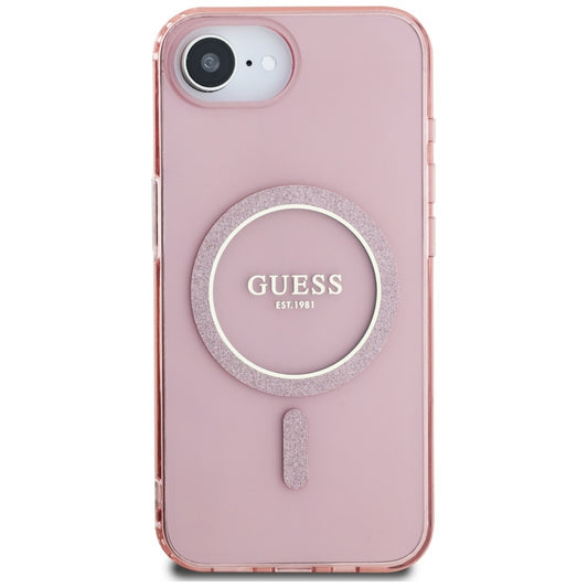 MagSafe Case for Apple iPhone 16e, Guess, IML Glitter Circle, Pink