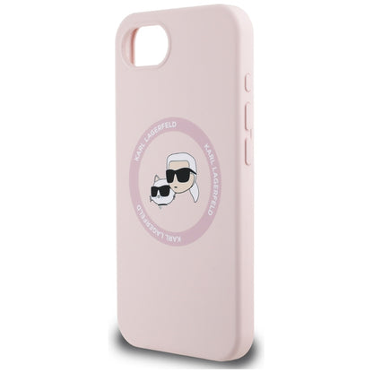 MagSafe Case for Apple iPhone 16e, Karl Lagerfeld, Silicone Karl & Choupette's Heads, Pink