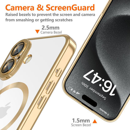 MagSafe Case for Apple iPhone 17e / 16e, Techsuit, Luxury Crystal, Gold
