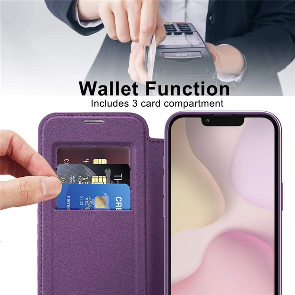 MagSafe Case for Apple iPhone 17e / 16e, Techsuit, SmartMag Book, Purple
