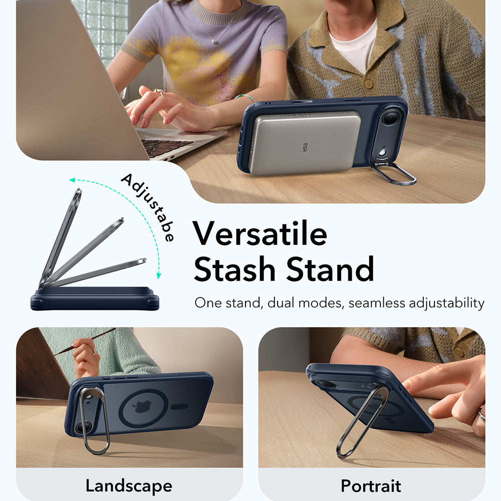 MagSafe Case for Apple iPhone 17 Air, ESR, Classic Hybrid Kickstand, Satin Blue