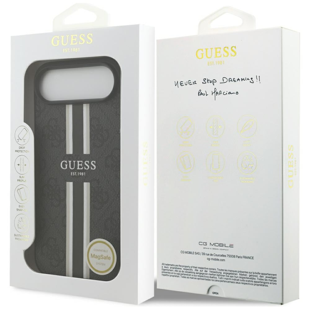 MagSafe Case for Apple iPhone 17 Air, Guess, 4G Printed Stripes, Black