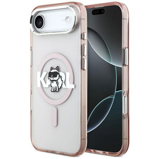 MagSafe Case for Apple iPhone 17 Air, Karl Lagerfeld, IML Sketch Logo Choupette, Pink
