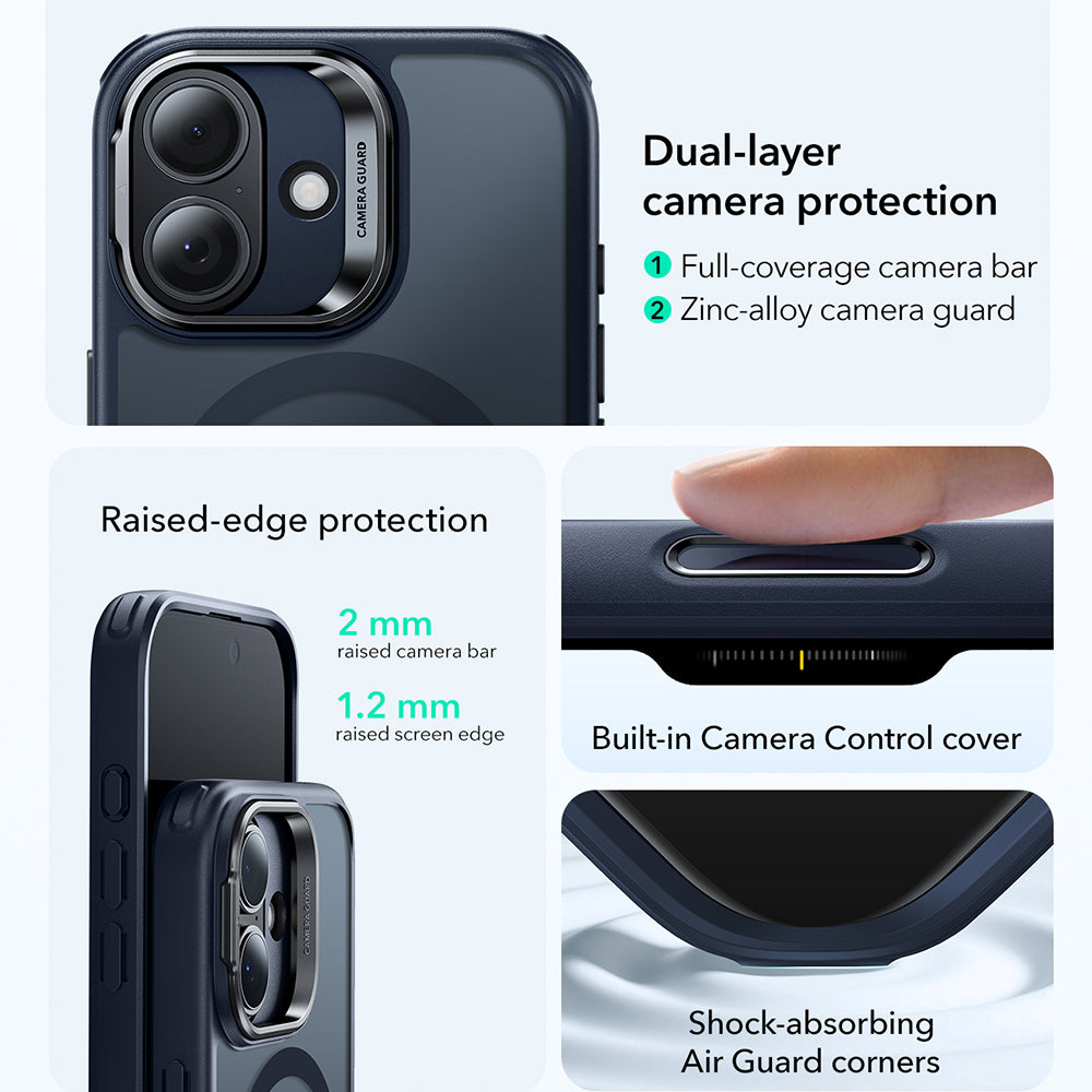 MagSafe Case for Apple iPhone 17, ESR, Classic Hybrid Kickstand, Satin Blue