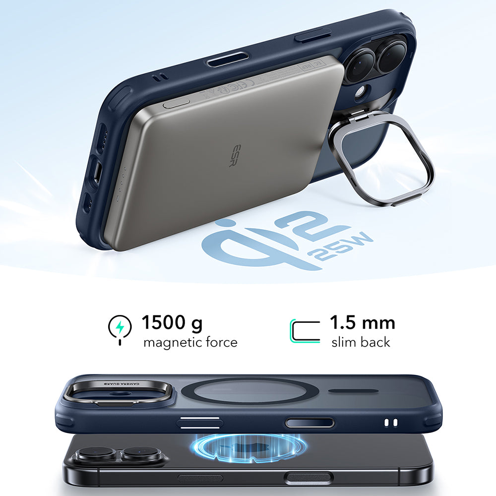 MagSafe Case for Apple iPhone 17, ESR, Classic Hybrid Kickstand, Satin Blue