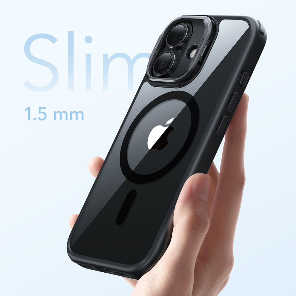 MagSafe Case for Apple iPhone 17, ESR, Classic Hybrid Kickstand, Transparent Black
