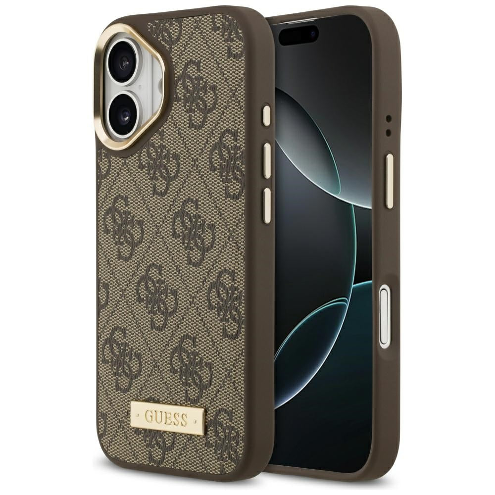 MagSafe Case for Apple iPhone 17, Guess, 4G Logo Plate, Brown