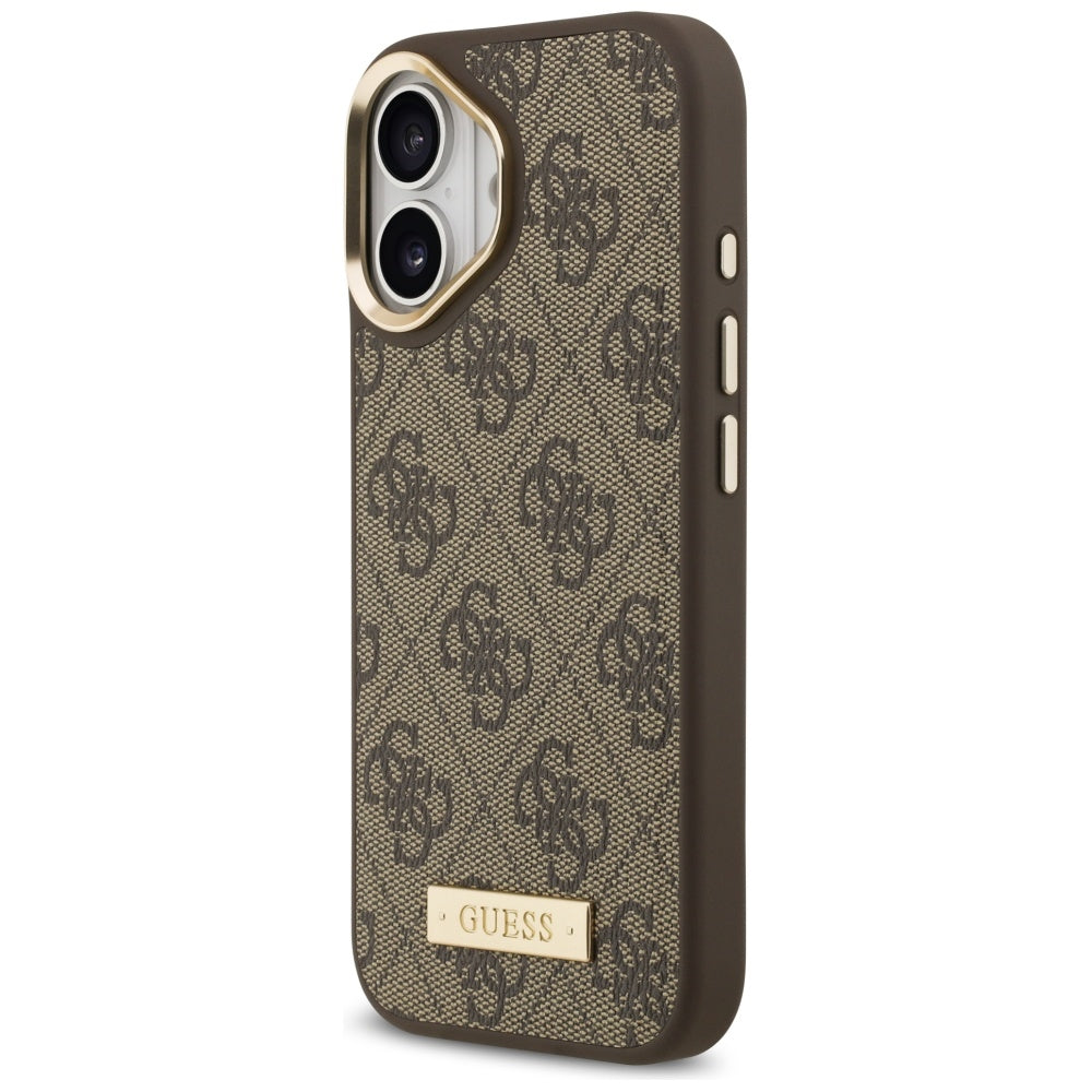 MagSafe Case for Apple iPhone 17, Guess, 4G Logo Plate, Brown