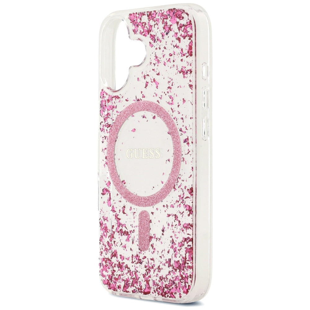 MagSafe Case for Apple iPhone 17, Guess, Resin Bottom Glitter, Pink