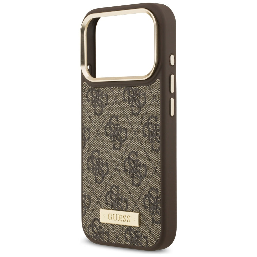 MagSafe Case for Apple iPhone 17 Pro, Guess, 4G Logo Plate, Brown