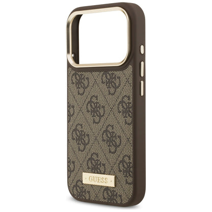 MagSafe Case for Apple iPhone 17 Pro, Guess, 4G Logo Plate, Brown