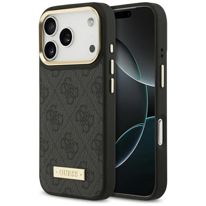 MagSafe Case for Apple iPhone 17 Pro, Guess, 4G Logo Plate, Black