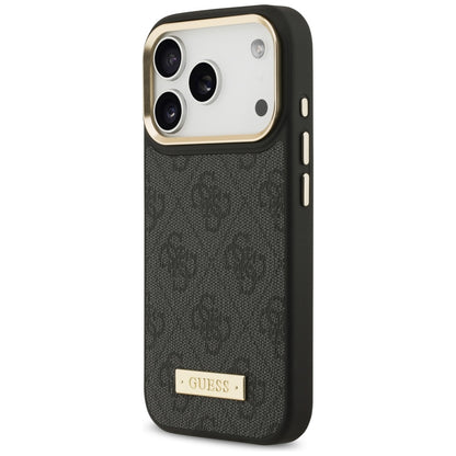 MagSafe Case for Apple iPhone 17 Pro, Guess, 4G Logo Plate, Black