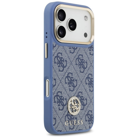 MagSafe Case for Apple iPhone 17 Pro, Guess, 4G Strass Logo with Big Strap, Blue