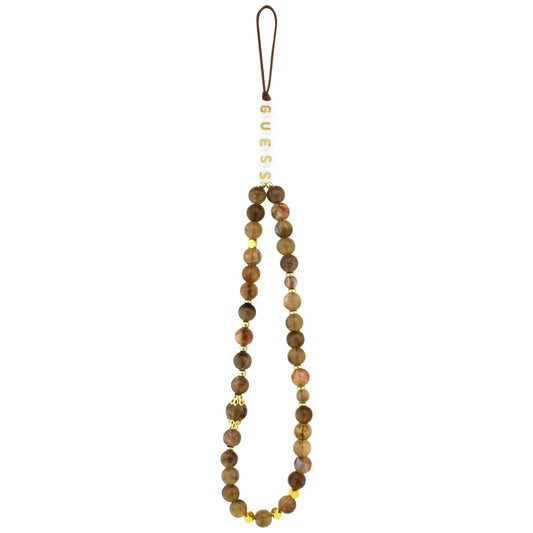 MagSafe Case for Apple iPhone 17 Pro, Guess, 4G Triangle Logo with Pearl Strap, Brown