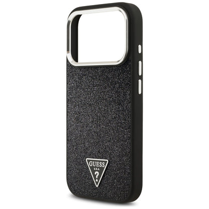 MagSafe Case for Apple iPhone 17 Pro, Guess, Glitter Triangle Logo, Black