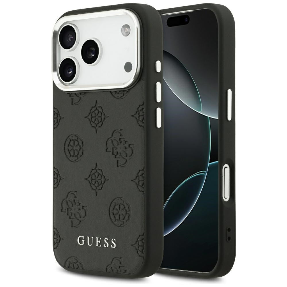 MagSafe Case for Apple iPhone 17 Pro, Guess, Peony Hot Stamp Script, Black