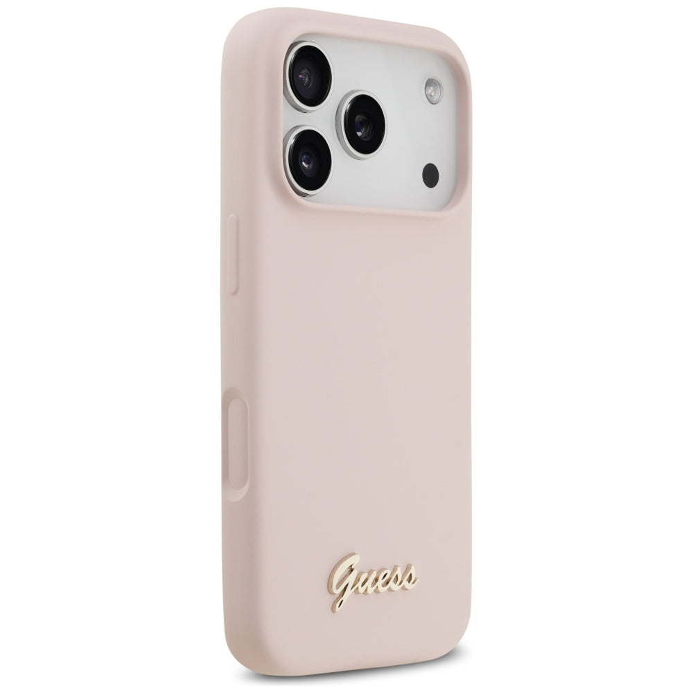 MagSafe Case for Apple iPhone 17 Pro, Guess, Script Metal Logo, Light Pink