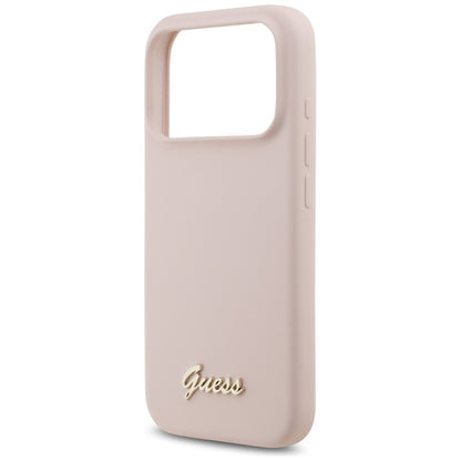 MagSafe Case for Apple iPhone 17 Pro, Guess, Script Metal Logo, Light Pink