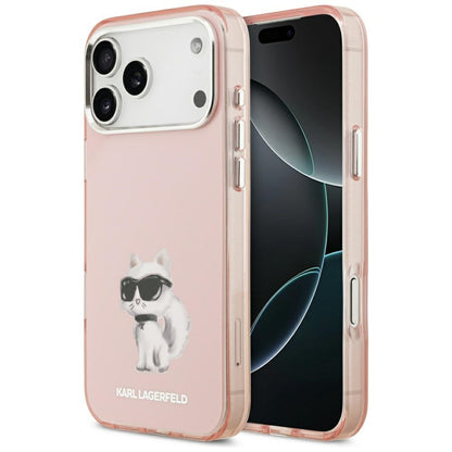 MagSafe Case for Apple iPhone 17 Pro, Karl Lagerfeld, IML Aquarelle Logo Choupette, Pink