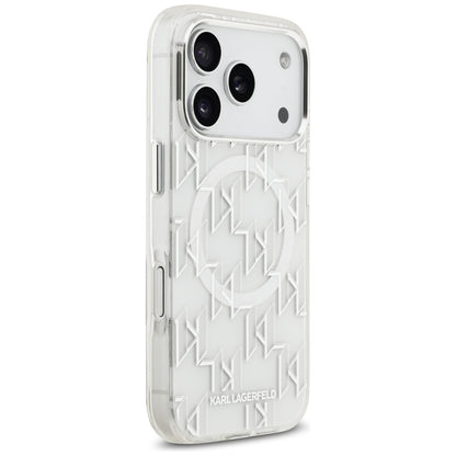 MagSafe Case for Apple iPhone 17 Pro, Karl Lagerfeld, IML KL Monogram, White