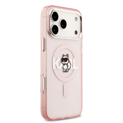MagSafe Case for Apple iPhone 17 Pro, Karl Lagerfeld, IML Sketch Logo Choupette, Pink